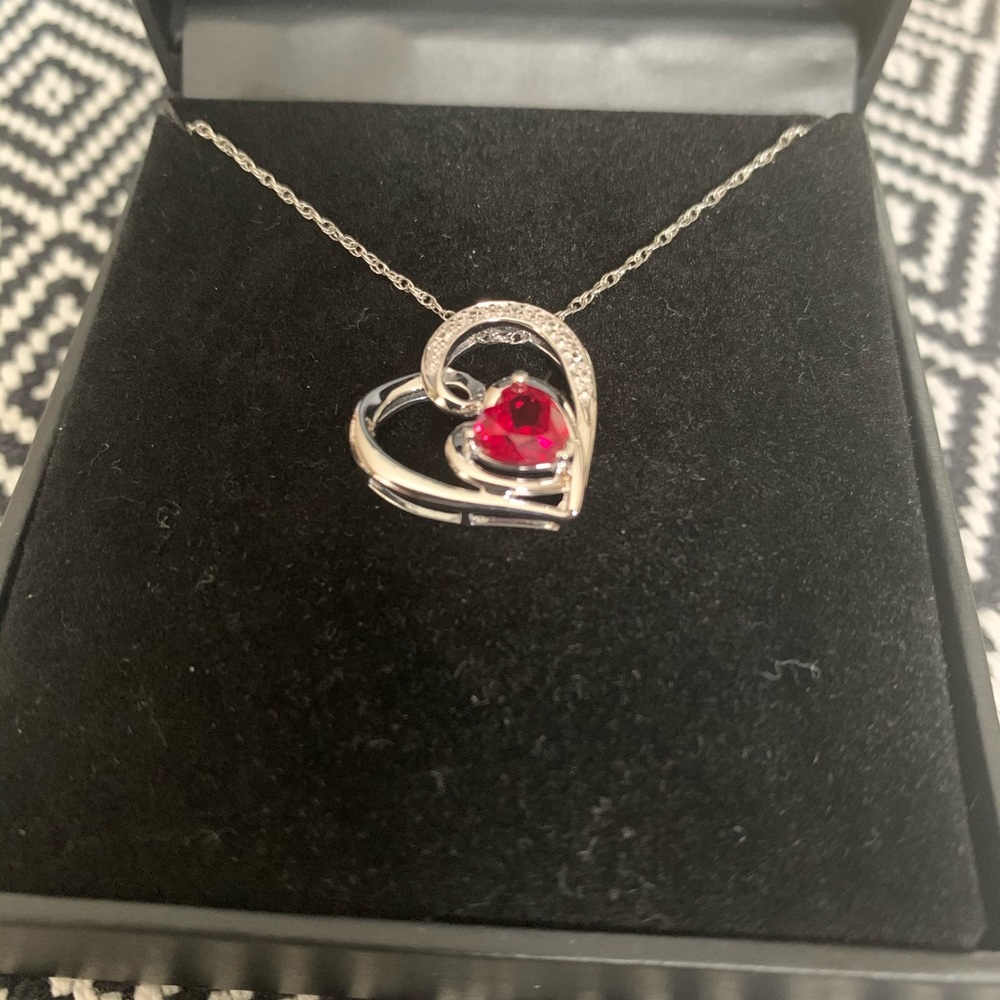 Sterling Silver Ruby Heart With Chain - image 3